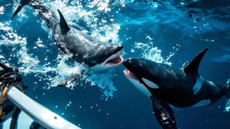 A marine biologist explains what happens when orcas and sharks meet near boats